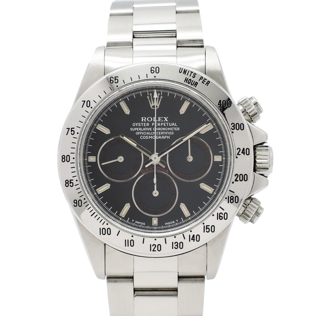 ロレックス デイトナ 16520 黒 W番 パトリッツィダイヤル/ブラウンアイ/ダースベイダー 完品 17.5cm AT ROLEX Daytona Black C006329