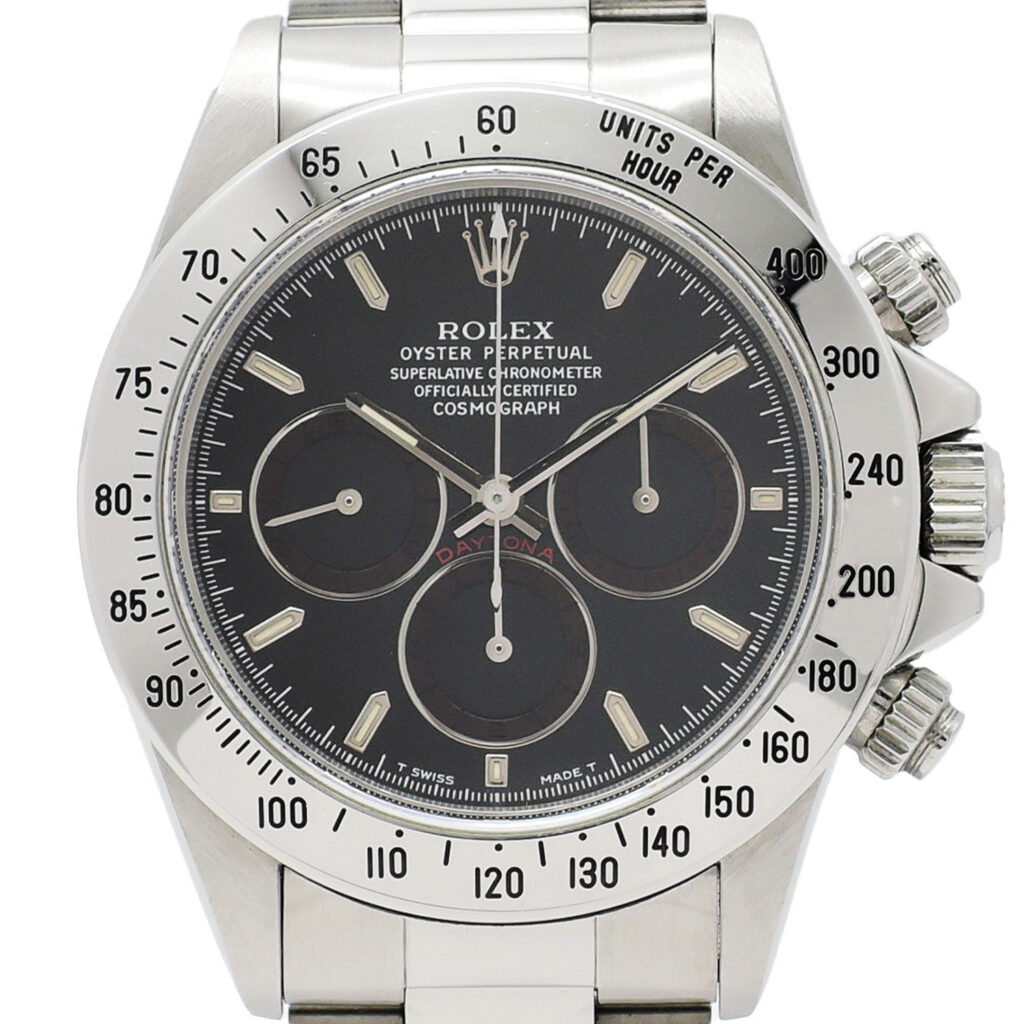 ロレックス デイトナ 16520 黒 W番 パトリッツィダイヤル/ブラウンアイ/ダースベイダー 完品 17.5cm AT ROLEX Daytona Black C006329