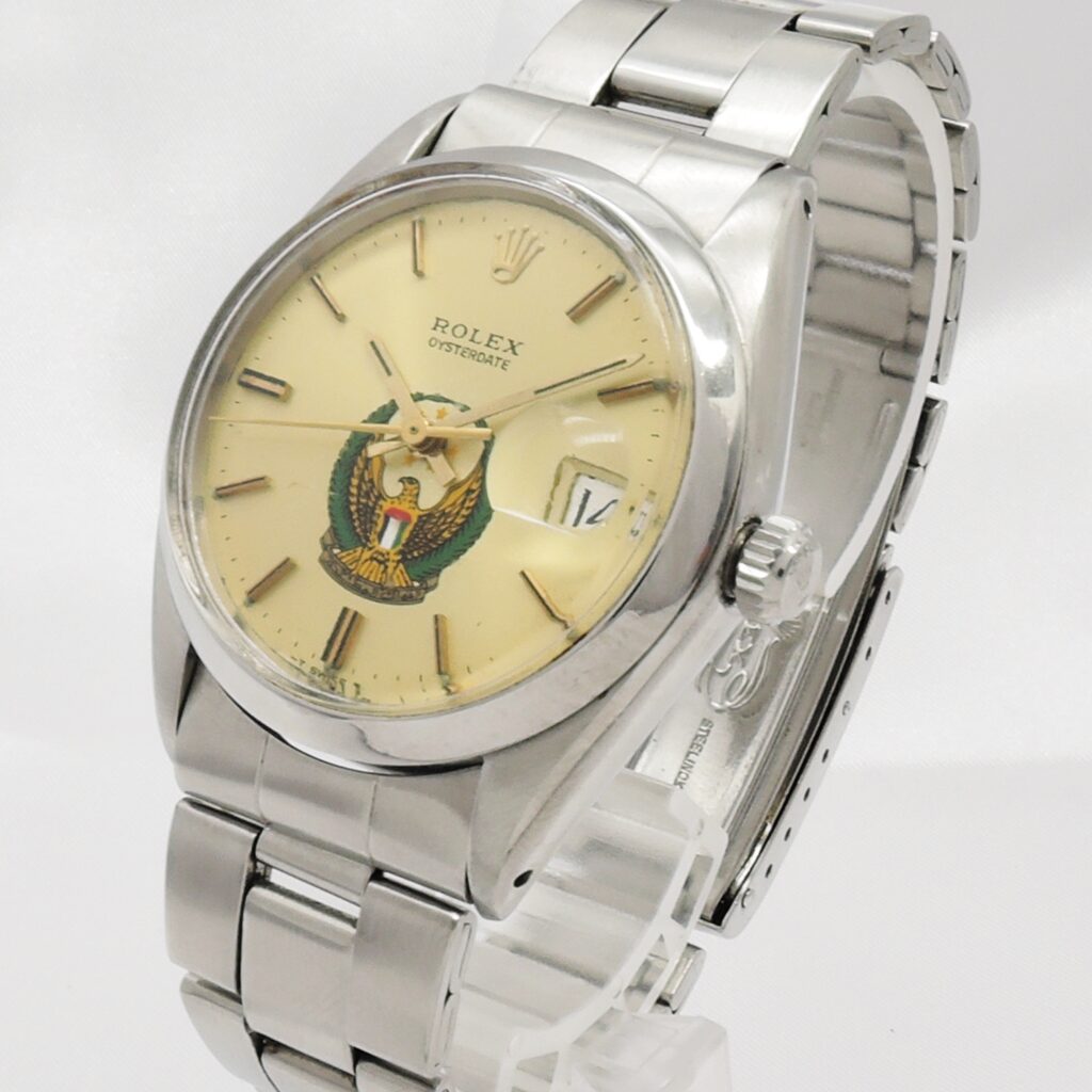 稀少！ロレックス オイスターパーペチュアルデイト 34 UAE軍紋章 6694 シルバー 16.5cm AT ROLEX Oyster Perpetual Date 34 Silver C007434
