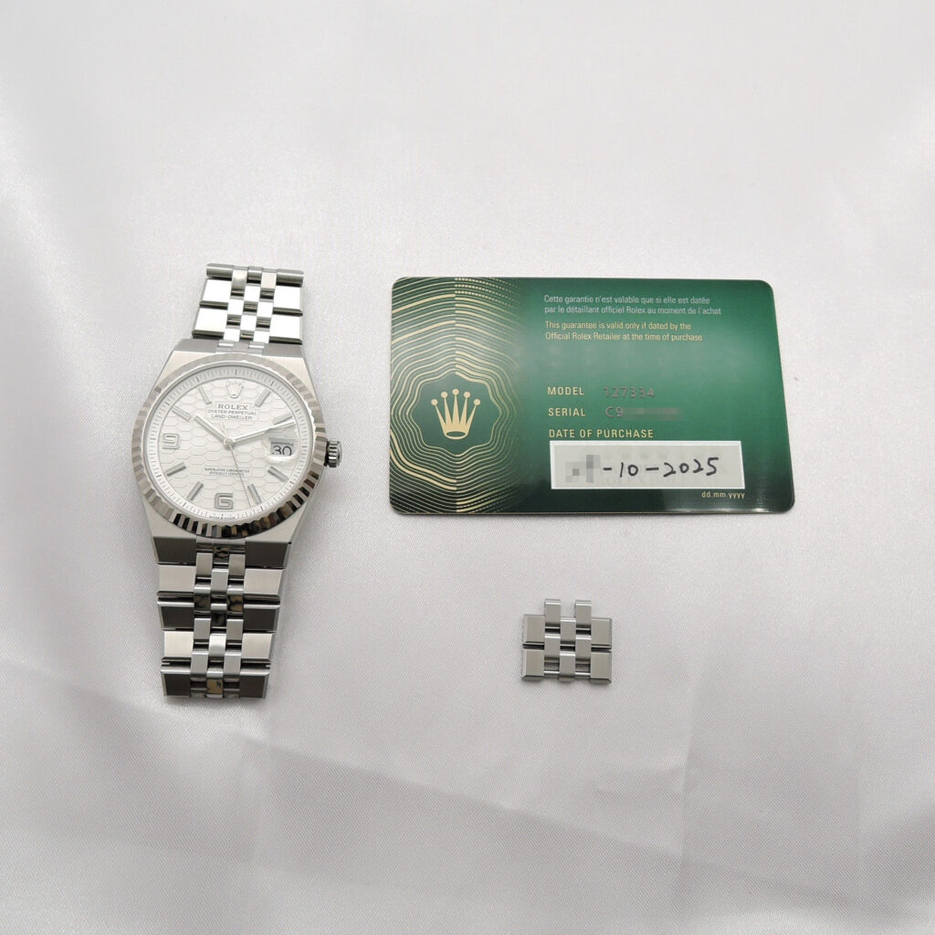 ロレックス ランドドゥエラー 40 127334 2025年保証書 白 ホワイト ハニカムモチーフ 19cm AT ROLEX Land-Dweller 40 White C008195
