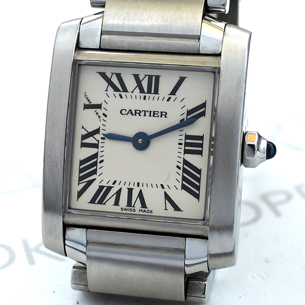 カルティエ CARTIER タンクフランセーズSM W51008Q3 レディース時計 白文字盤 クォーツ 【委託時計】