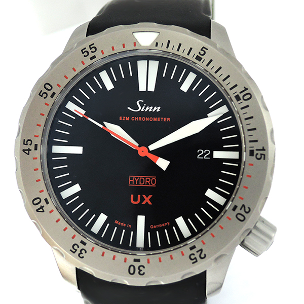 ジン Sinn UX 403 UX EZM 2B 自動巻き デイト メンズ腕時計 ステンレス ラバーストラップ 黒文字盤 保証書 【委託時計】